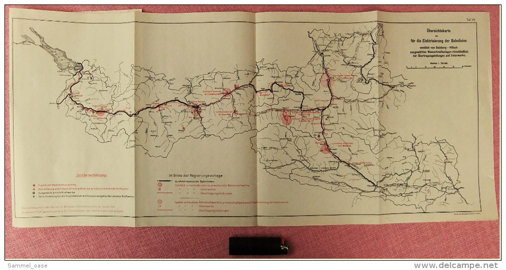 Österreich Ca. 1913  -  2 X Übersichtskarten Für Die Elektrisierung Der Bahnlinien Westlich Von Salzburg / Villach - Eisenbahnverkehr