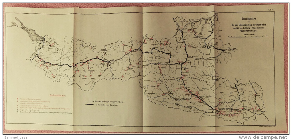 Österreich Ca. 1913  -  2 X Übersichtskarten Für Die Elektrisierung Der Bahnlinien Westlich Von Salzburg / Villach - Eisenbahnverkehr