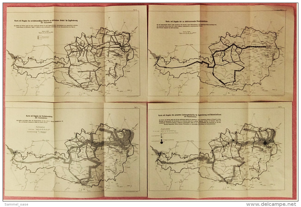 Österreich Ca. 1913  -  4 X Karten Mit Angaben Des Leistungsbedarfs , Elektrischer Arbeit Der Staatsbahnlinien - Eisenbahnverkehr