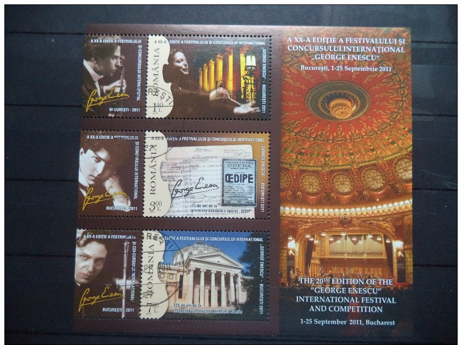 2011 Romania - Architecture , Art , Building , Personality , G. Enescu - Block - Used - MNH - Monumentos
