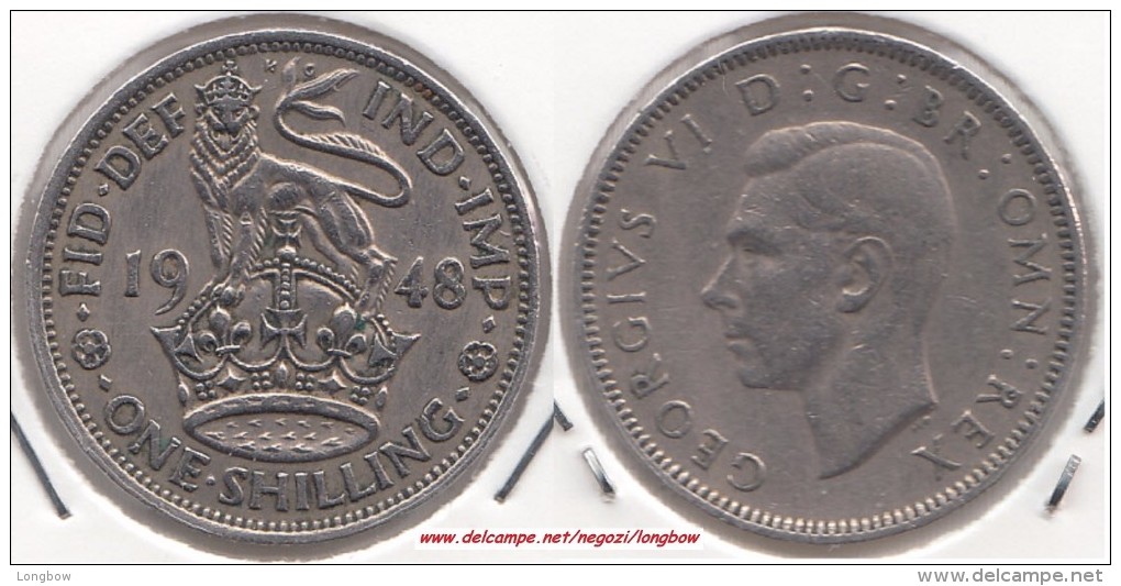 Gran Bretagna 1 Shilling 1948 (English Crest) Km#863 - Used - I. 1 Shilling