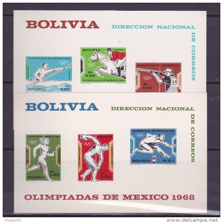 BOLIVIE  BLOCS NON DENTELES  JEUX OLYMPIQUES MEXICO 1968  MNH** - Zomer 1968: Mexico-City