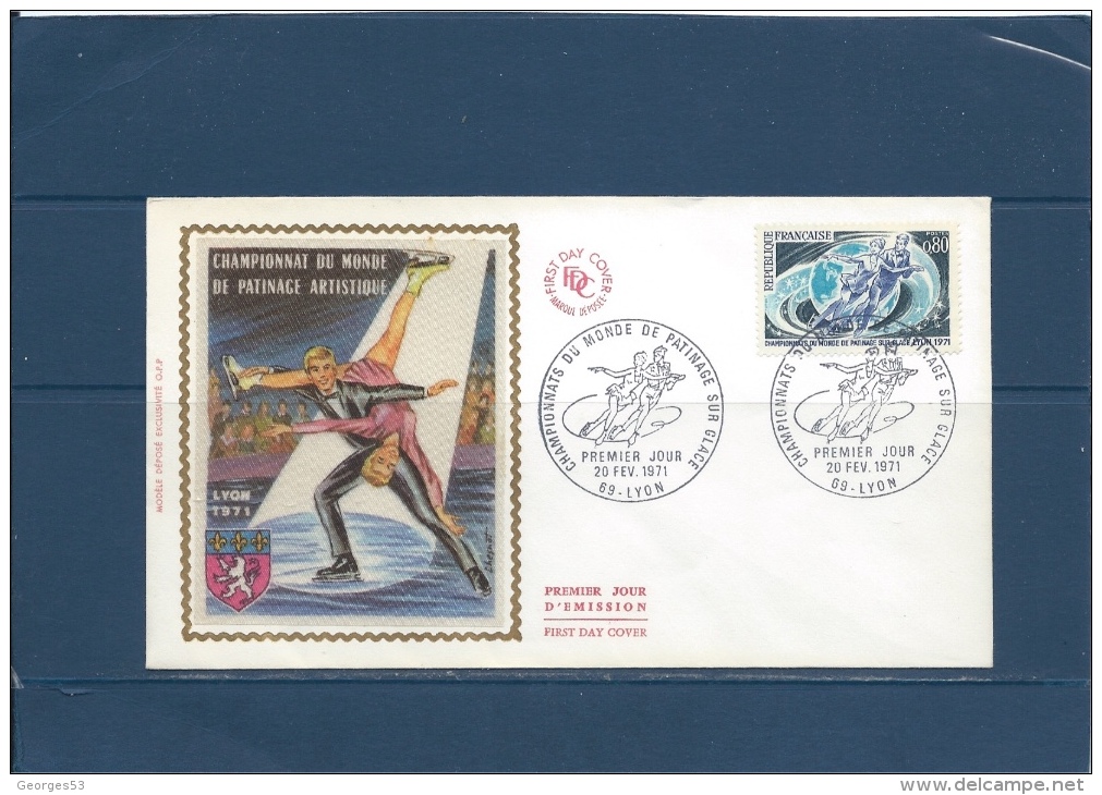 France CARTE MAX. ENVELOPPE 1er JOUR  CHAMPIONNAT MONDE PAT. ARTIST.  LYON  20/2/71   Val YT : 2,00 € - Non Classés