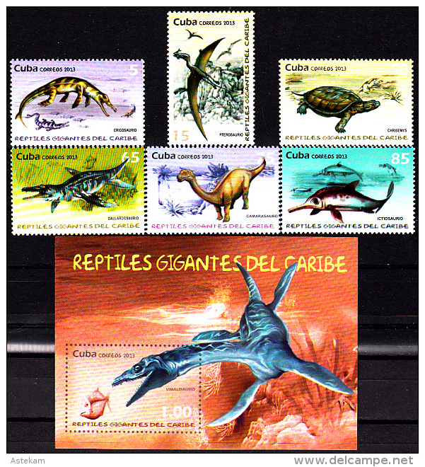 CUBA 2013, FAUNA, PREHISTORIC ANIMALS, GIANT REPTILES, COMPLETE MNH SET, GOOD QUALITY, *** - Ongebruikt