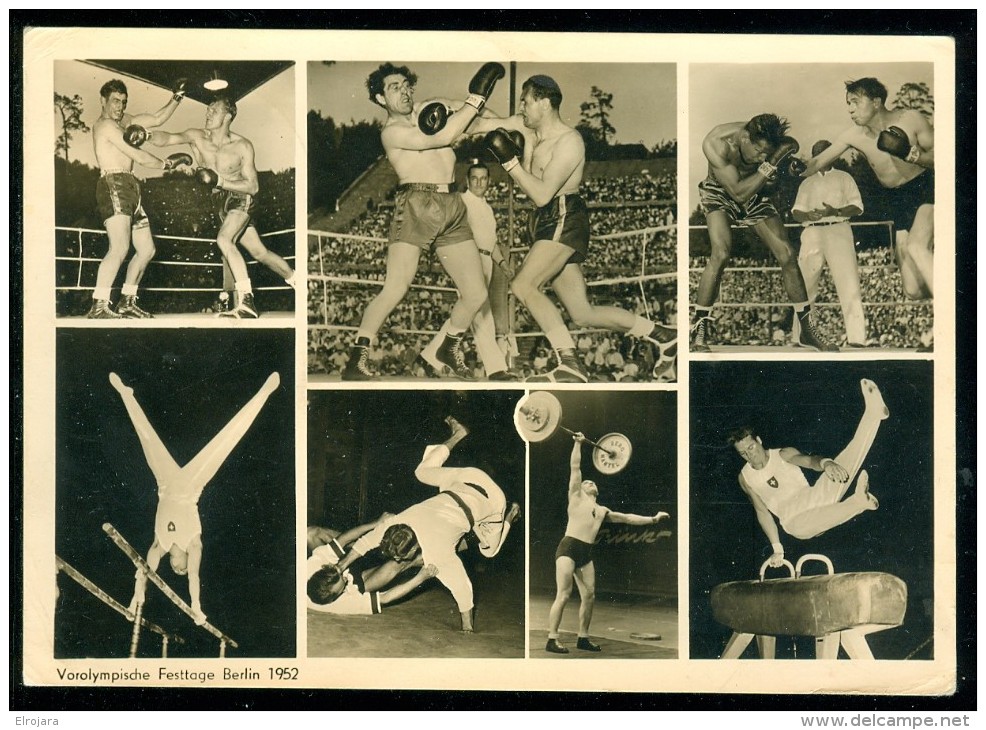 GERMANY Complete Olympic Set With First Day Cancel On Olympic Postcard Vor-Olympische Festtage 1952 - Summer 1952: Helsinki