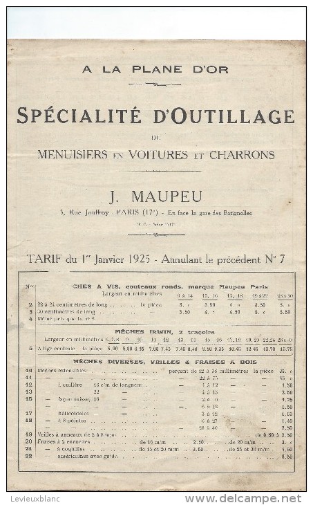 A La Plane D'Or /Spécialité D'Outillage/Menuisiers En Voiturea Et Charrons/Maupeu/Paris/ 1925   VPN17 - Petits Métiers