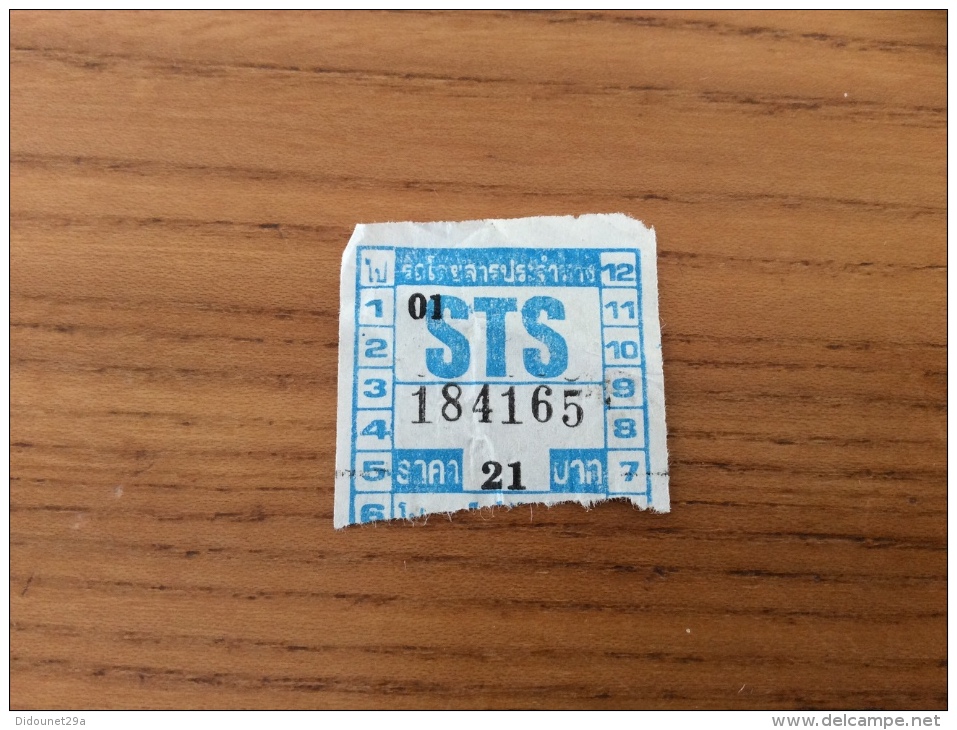Ticket De Bus Thaïlande Type 15 "STS" Bleu - Monde