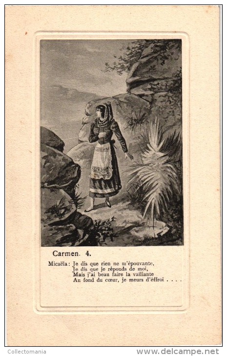 5 Postcards  Opera Carmen  Georges Bizet   Illustrator Jacob Fielens  José Micaëla