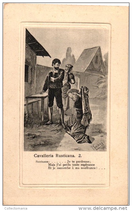 5 Postcards    Opera Cavalleria Rusticana  Pietro Mascagni Santuzza  Alfio Torido   Ilustr Jacob Fielens - Opéra