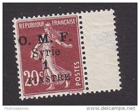 French Syr, Scott #36, Mint Hinged, Sower Surcharged, Issued 1920 - Unused Stamps