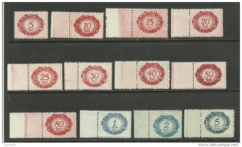 LIECHTENSTEIN 1920 Portomarken Postage Due Michel 1 - 12 MNH - Portomarken