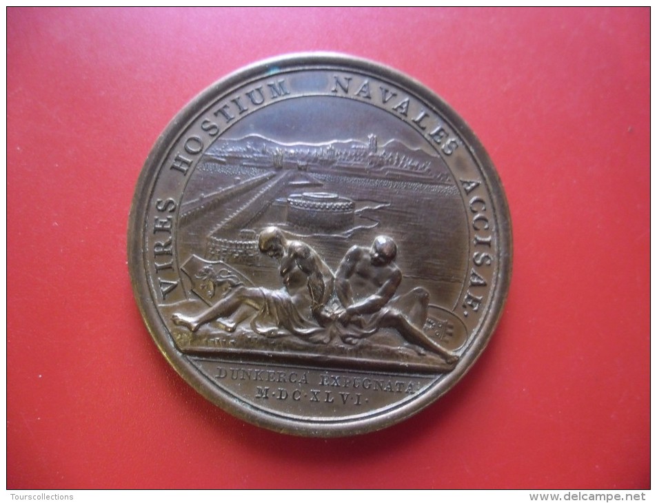 LOUIS XIIII - Médaille D´Epoque 1646 Signée MAUGER Prise De Dunkerque Aux Espagnols - Dunquerca Expugnata - Adel