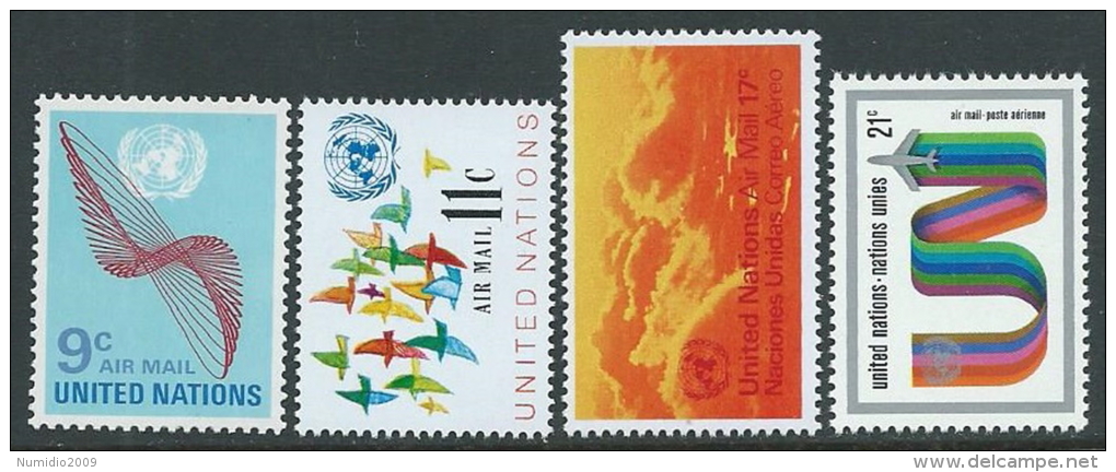 1972 NAZIONI UNITE ONU NEW YORK POSTA AEREA 4 VALORI MNH ** - VA52 - Luftpost