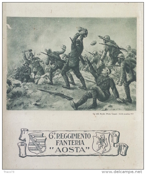 6° REGGIMENTO FANTERIA " AOSTA "  /  CALENDARIO  ANNO 1936 _ Formato 25 X 35,5 Cm. - Tamaño Grande : 1921-40