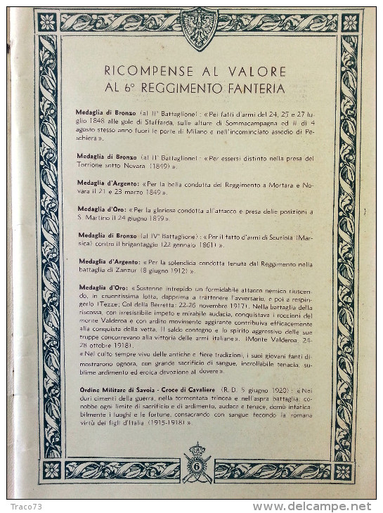 6° REGGIMENTO FANTERIA " AOSTA "  /  CALENDARIO  ANNO 1936 _ Formato 25 X 35,5 Cm. - Tamaño Grande : 1921-40