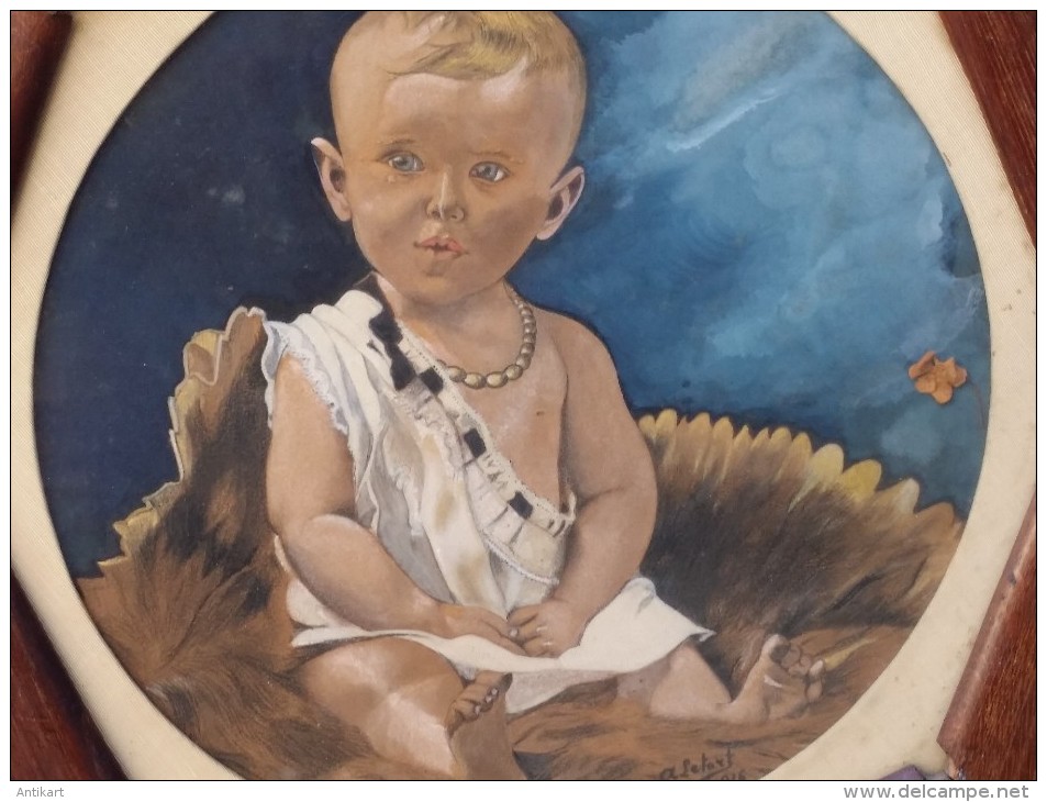A. LETORT - Portrait d'enfant 1916 - Amusant cadre hexagonal