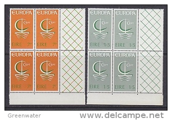 Europa Cept 1966 Ireland 2v Bl Of 4 (corners)  ** Mnh (24127A) - 1966