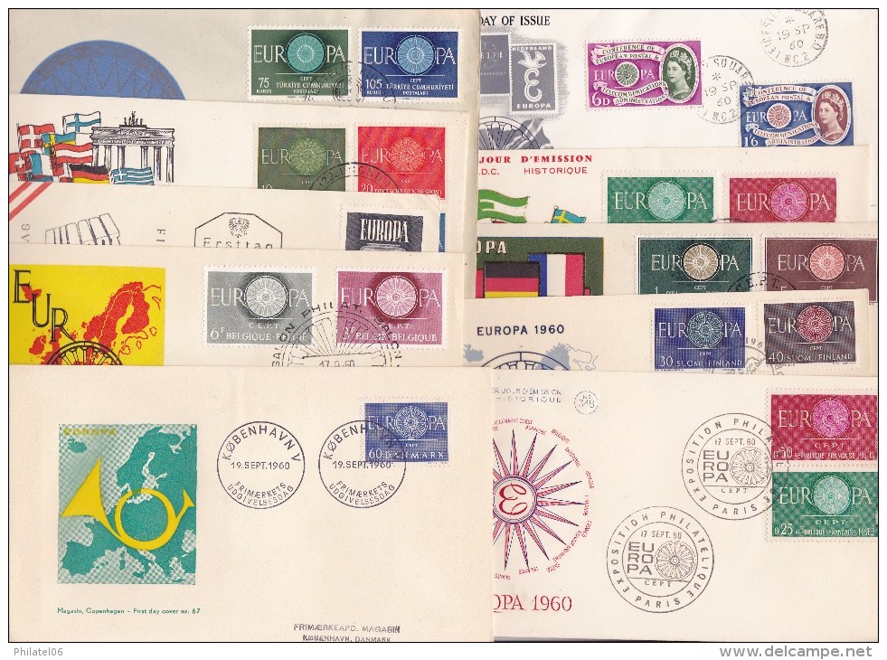 EUROPA  ANNEE 1960 COMPLETE  21 ENVELOPPES - 1961