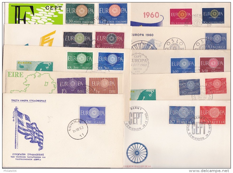 EUROPA  ANNEE 1960 COMPLETE  21 ENVELOPPES - 1961