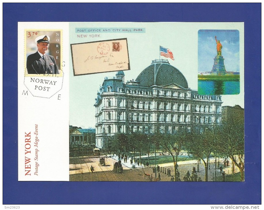 Norwegen  1999 , Postage Stamp Mega Event New York  - Maximum Card  (18x12,5 Cm - Porto  1,50€ ) - 22.-25.11.1999 - Maximumkaarten