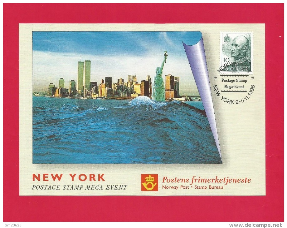 Norwegen  1995 , Postage Stamp Mega Event New York  - Maximum Card  (18x12,5 Cm - Porto 1,50€ ) - 2.-5.11.1995 - Maximum Cards & Covers