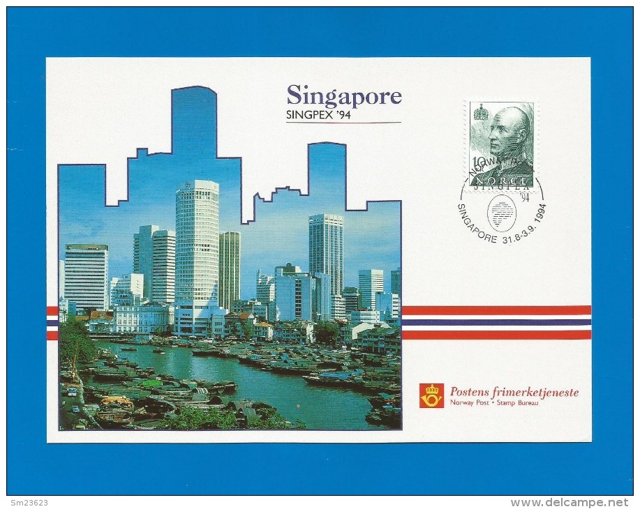 Norwegen  1994 , Singpex - Singapore - Maximum Card  (18x12,5 Cm - Porto 1,50€ ) - 31.8.-3.9.1994 - Maximum Cards & Covers