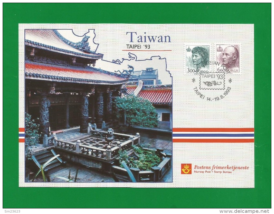 Norwegen  1993 ,  Taipei Taiwan - Maximum Card  (18x12,5 Cm - Porto 1,50€ ) - 14.-19.8.1993 - Maximum Cards & Covers