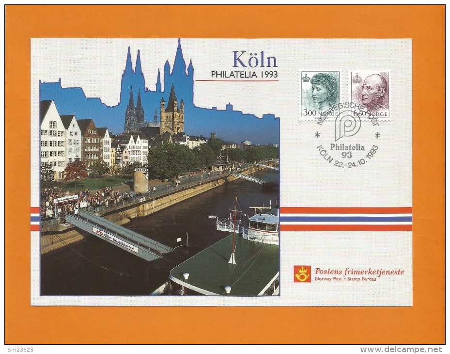 Norwegen  1993 ,  Philatelia Köln - Maximum Card  (18x12,5 Cm - Porto 1,50€ ) - 22.-24.10.1993 - Maximum Cards & Covers