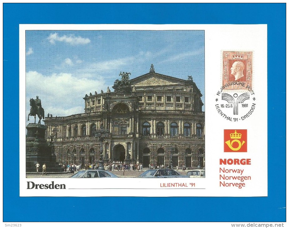 Norwegen  1991 ,  Lilienthal Dresden - Maximum Card  (18x12,5 Cm - Porto 1,50€ ) - 16.-25.8.1991 - Cartes-maximum (CM)