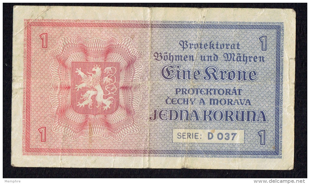 Occupation Allemande Protectorat De Bohème Et Moravie  Une Couronne - Czechoslovakia