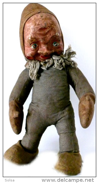 Superbe UNIQUE Ancien Lutin / Père Noel Hongrois Fin XIXème Déb XXème / Old Santa Claus Troll Doll From Hungary - Art Populaire