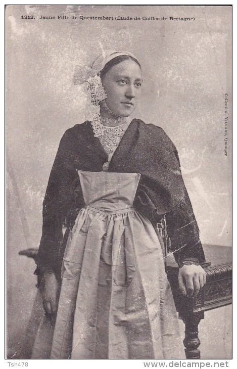 C P A---29---jeune Fille De Questembert ( Etude De Coiffe De Bretagne)---voir 2 Scans - Autres & Non Classés