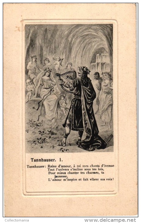 5 Postcards   Opera  Tannhäuser Romantic Opera Richard Wagner  Based On Sagas  Illustr Jacob Fielens - Opera