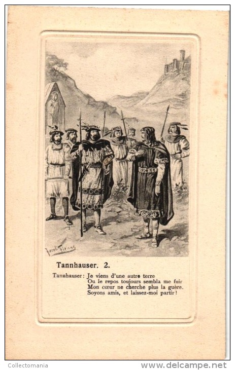 5 Postcards   Opera  Tannhäuser Romantic Opera Richard Wagner  Based On Sagas  Illustr Jacob Fielens - Opéra