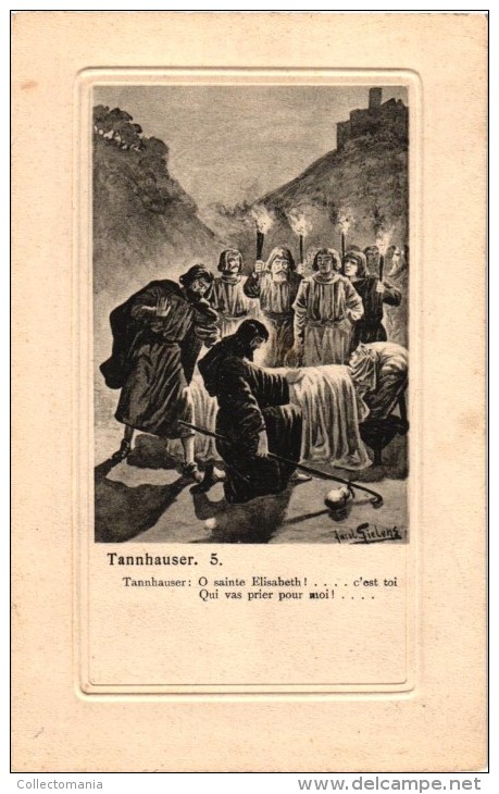 5 Postcards   Opera  Tannhäuser Romantic Opera Richard Wagner  Based On Sagas  Illustr Jacob Fielens - Opera