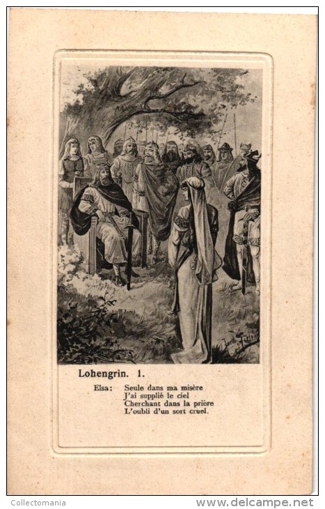 5 Postcards   Opera   Lohengrin   Richard Wagner    Holy Grail   Elsa    Illustr Jacob Fielens - Opera