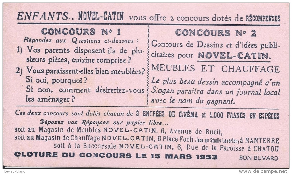 Buvard/Meubles Et Chauffage/Novel-Catin/RUEIL/NANTERRE/CHATOU/ / Seine/1953        BUV208 - M