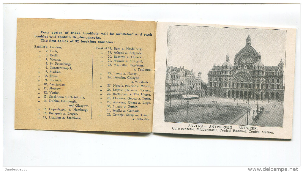 CACAO BENSDORP VOYAGE AUTOUR DU MONDE CARNET N° 27 16 PHOTOS  BELGIQUE ANVERS GAND LIEGE - Autres & Non Classés