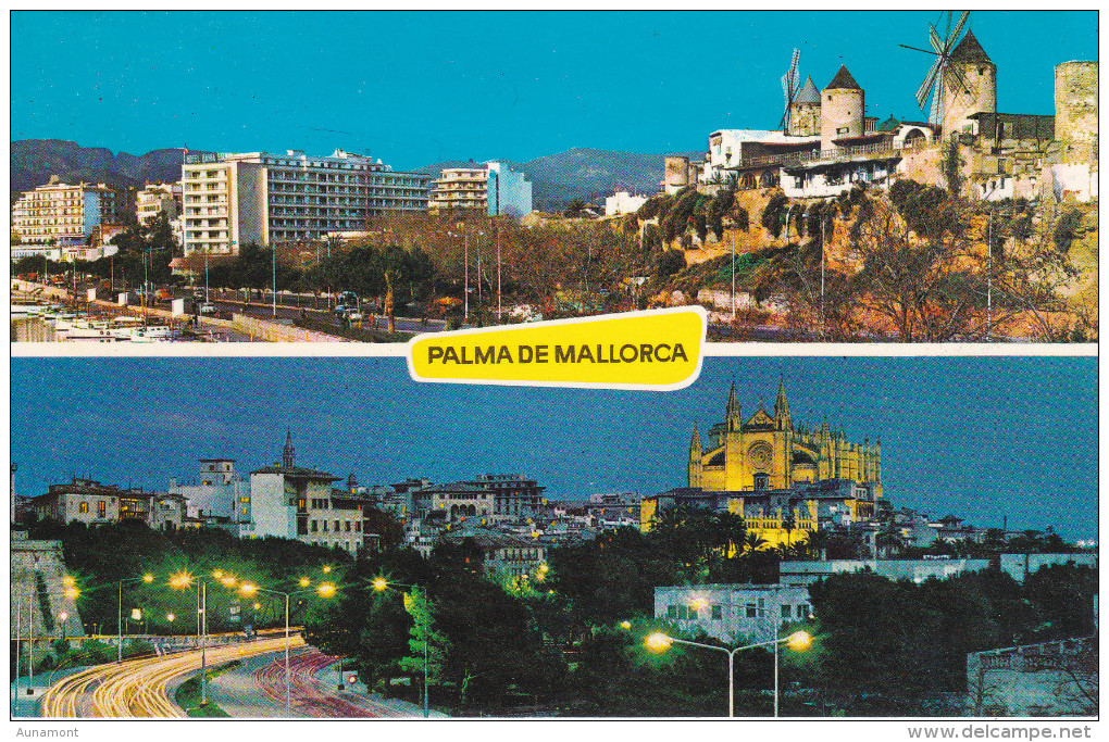 España--Palma De Mallorca--1979--Molinos Del Paseo Maritimo Y La Catedral--Fechador--Palma-a Levallois, Francia - Molinos De Viento