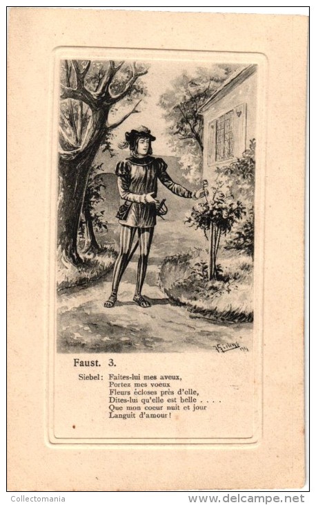 10 Cards Gravures Sublime Opera Faust Charles Gounod , Soul To The  Devil ,  Marguérite, Goethe  Illustr Jacob Gielens - Oper