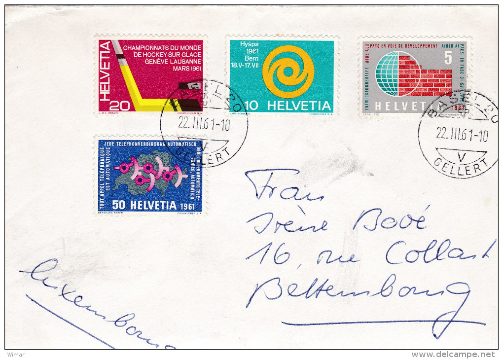 1961 Brief Von Basel Gellert Nach Bettembourg Luxemburg Hokey Sur Glace - Lettres & Documents