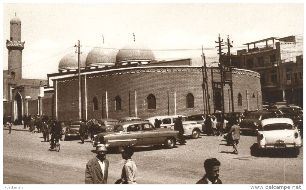 ALTE POSTKARTE BAGHDAD MERJAN MOSQUE Murjan Moschee Mosquée Bagdad Irak Iraq Autos Auto Cars Car Postcard Ansichtskarte - Iraq