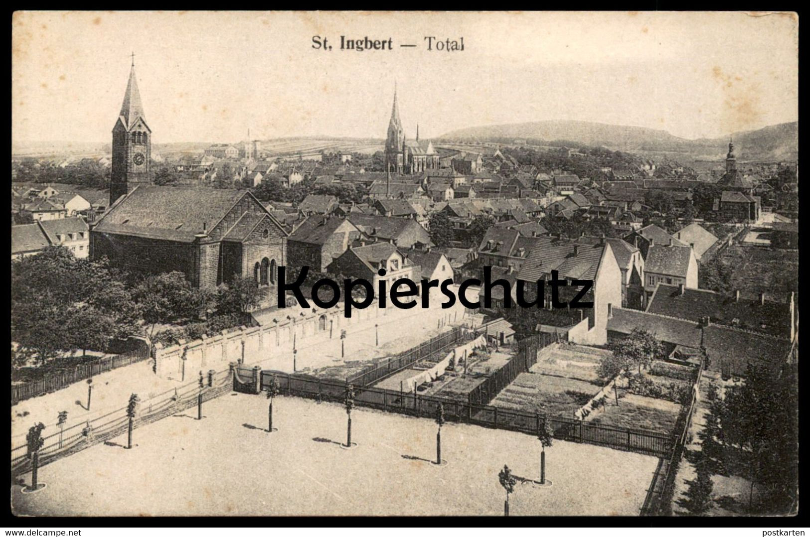 ALTE POSTKARTE ST. INGBERT TOTAL 1918 GESAMTANSICHT PANORAMA TOTALANSICHT SAAR SAARGEBIET Cpa Postcard AK Ansichtskarte - Saarpfalz-Kreis