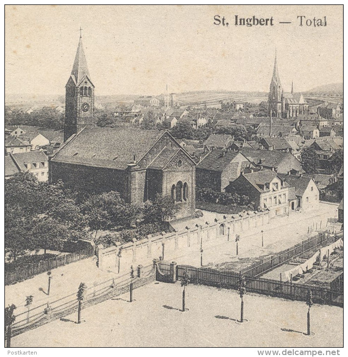 ALTE POSTKARTE ST. INGBERT TOTAL 1918 GESAMTANSICHT PANORAMA TOTALANSICHT SAAR SAARGEBIET Cpa Postcard AK Ansichtskarte - Saarpfalz-Kreis