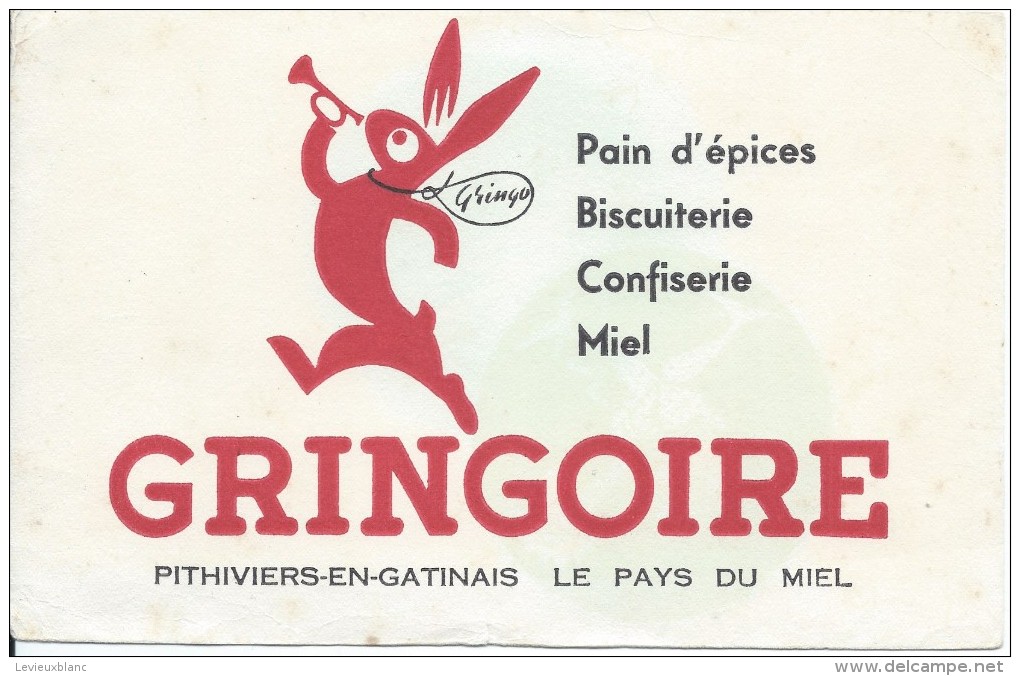 Buvard/Pain D'épice/GRINGOIRE/ Couleur Blanche/Pithiviers-en-Gatinais/Vers 1950  BUV229 - Pan Di Zenzero