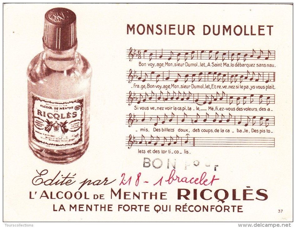 PUBLICITÉ L´ALCOOL DE MENTHE RICQLÈS (H. Gerbault) Monsieur Dumollet - Comptine - Publicité