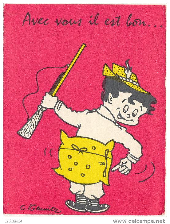 WW 962 /  CARTE DOUBLE ILLUSTREE ILLUSTRATEUR G. MEUNIER   -AVEC VOUS IL EST BON ... - Meunier, G.