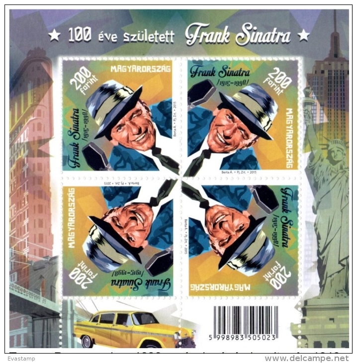 HUNGARY - 2015. Minisheet - Frank Sinatra, American Actor And Singer - 100th Anniversary Of His Born  MNH!!! - Ungebraucht