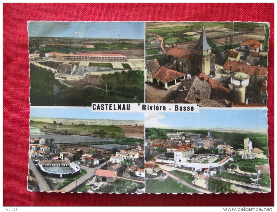 CASTELNAU RIVIERE BASSE Différentes Vues Le Préventorium L'église Les Arènes Panorama Carte Dentelée - Castelnau Riviere Basse