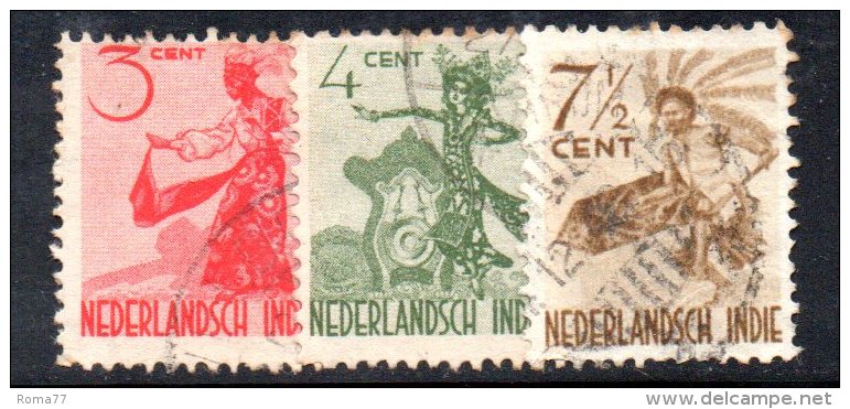 W3137 - INDIE OLANDESI 1948 , Yvert N. 315/317  Usata - Niederländisch-Indien